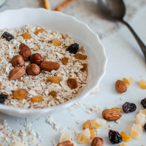 breakfast granola topped with natural almonds